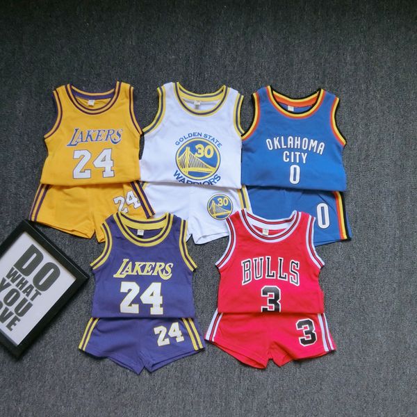 

Baby kids basketball Clothing Two Pieces Set girl boy Sleeveless Letter Print Sport T Shirt +Short Sets kids Summer Clothes Two Piece sets