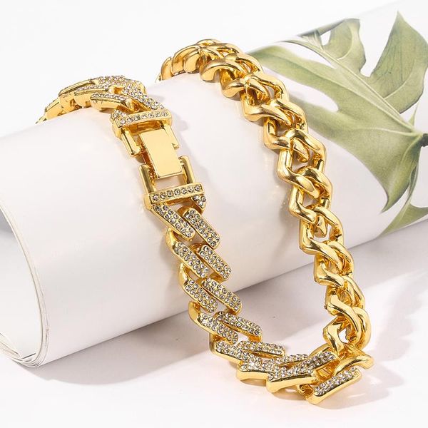 

hip-hop куба мужчины ожерелье rap прохладный кубинский аксессуары rhinestone инкрустированные толстые цепи два цвета мода ювелирные изделия, Silver