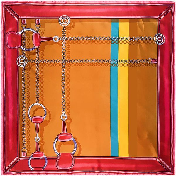 

new imitation silk scarf chain lady large square for spring summer fashion use 90cm*90cm, Blue;gray