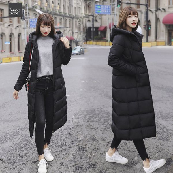 

jacket winter women plus size long 2019 warm slim zipper autumn long women parkas outerwear thicken cotton padded winter coat, Black