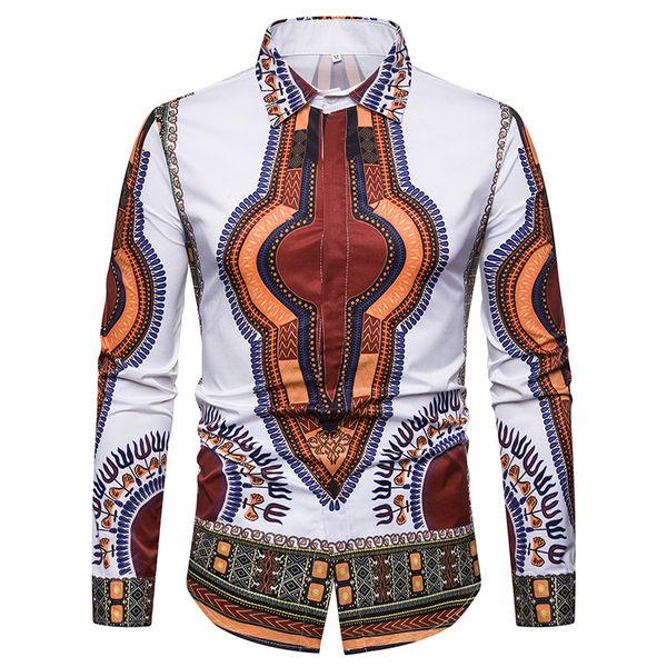 

white african dashiki shirt men 2020 brand new casual mens dress shirts slim fit long sleeve shirt male camisa social masculina, White;black