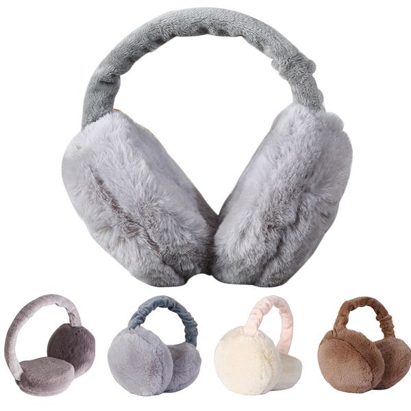 

women foldable adjustable full surround ear warmer faux fur earmuffs winter earlap headband protector, Blue;gray