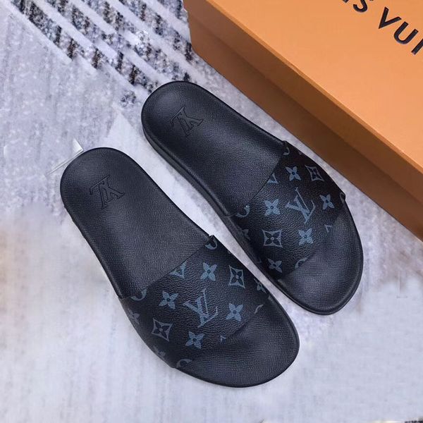 

luxury fashion designer slippers non-slip summer fashion wide bottom flat slippers thick bottom sandals and slippers size 35-46 1025, Black
