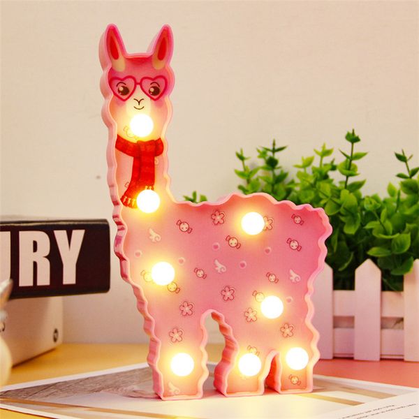

llama 3d led night lights alpaca christmas indoor battery sleep bedroom desk table animal lamp home decor children new year gift