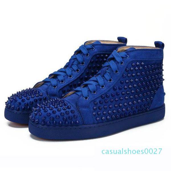 

2019 ace red bottom luxury designer brand studded spikes flats casual shoes shoes for men women party lovers genuine leather sneakers c27, Black