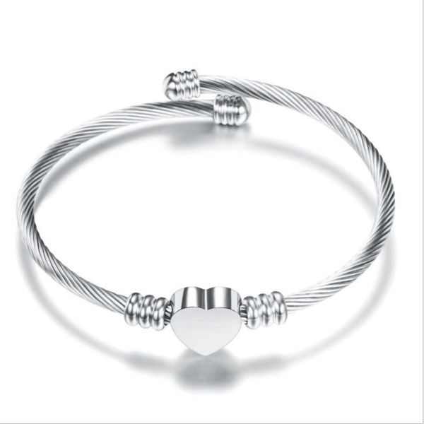 

bangle sterling silver heart-shaped open bracelet gold rose three color charm women's jewelry birthday gift, Black