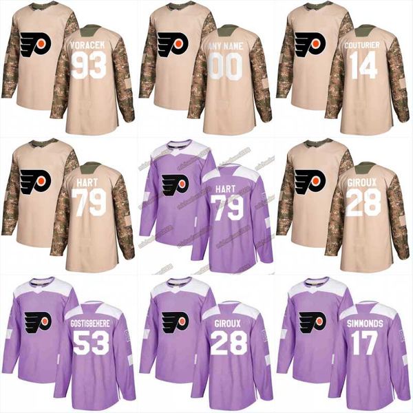 

Fights Cancer Jersey 79 Carter Hart 11 Travis Konecny 17 Wayne Simmonds 28 Claude Giroux 53 Shayne Gostisbehere Philadelphia Flyers Jerseys
