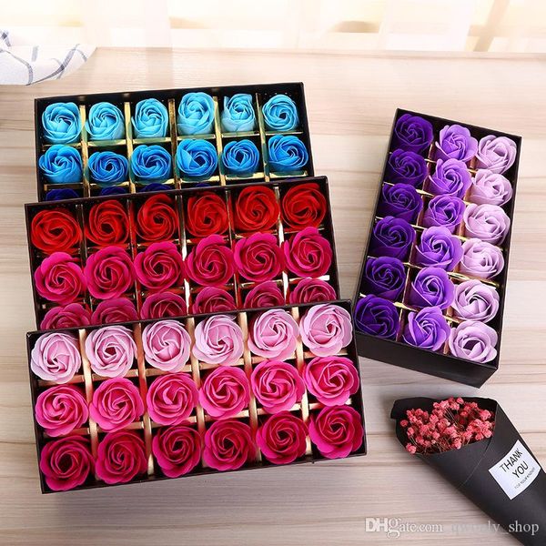 18 pcs Rose Sabonetes Flor Força de Casamento Fornecedores Presentes Eventos Festa de Eventos Favor Sabão Sabão Scented Banheiro Acessórios Valentine Flor Presente