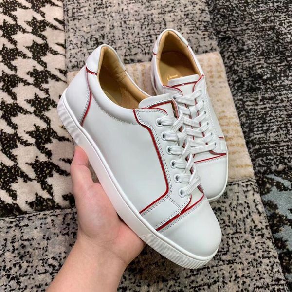 

luxury-brand white genuine leather seavastissimo sneakers flat,men red bottom sneaker shoes outdoor women casual walking party wedding, Black