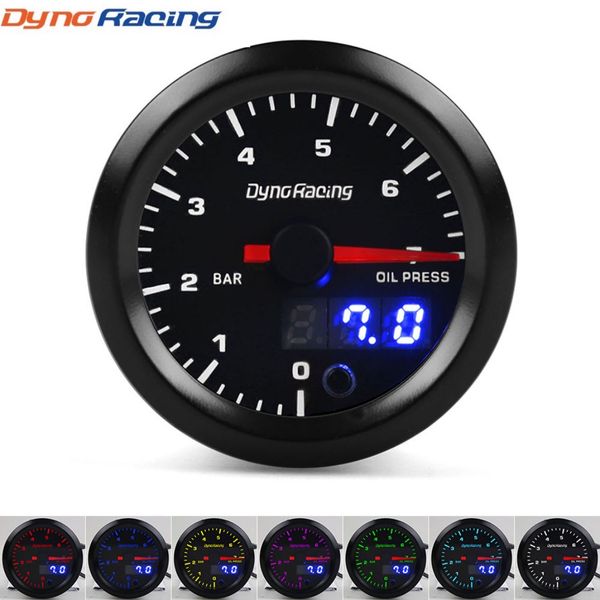 

dynoracing dual display 52mm 7-цветный масляный манометр 0-7 бар манометр давления масла, высокоскоростной шаговый двигатель
