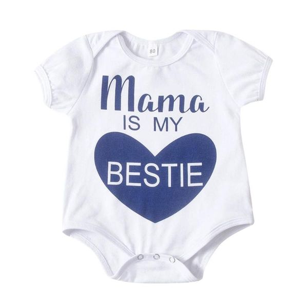 

newborn baby clothes short sleeve girl boy clothing i love mama design cotton rompers costumes white, Blue