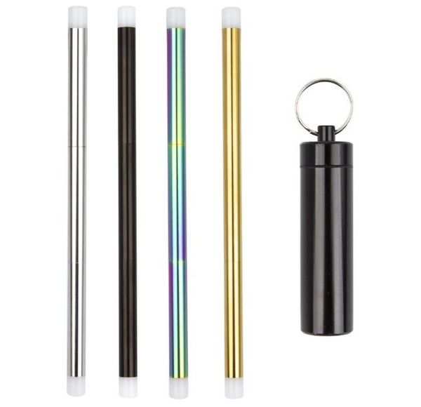 

складной складной соломы многоразовые нержавеющей стали металла питьевой соломы портативный путешествия пешие прогулки открытый соломы с фут