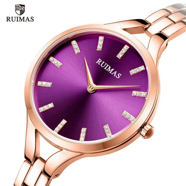 

ruimas ladies bracelet watches luxury brand quartz wristwatch ladies female clock stylish colored dial relogios feminino 562, Slivery;brown