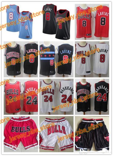 

mens chicago bulls 8 zach lavine 24 lauri markkanen basketball jersey basketball shorts black white red, Black;red