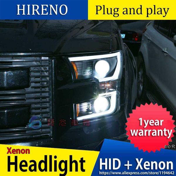 

car styling for raptor f150 2015-2018 headlights for raptor head lamp led drl front bi-xenon lens double beam hid kit