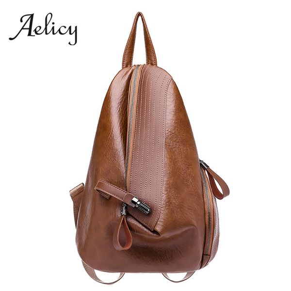 

aelicy women personality tweezers backpack female travel satchel quality pu leather lady retro school shoulder bag new design