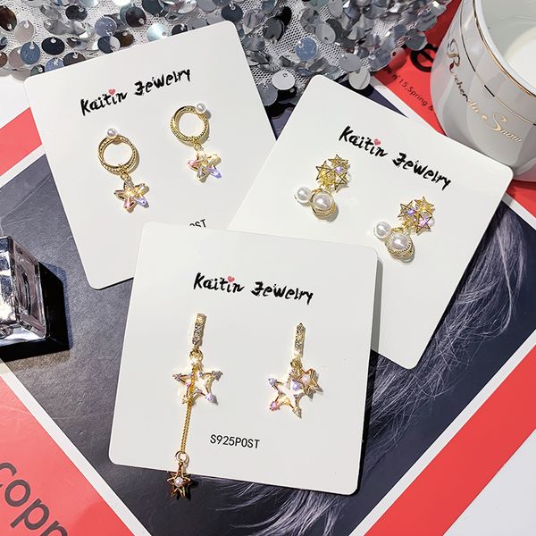 

s925 silver needle korea simple star earrings 2019 new tide fresh temperament fashion pearl earrings ins style delicate