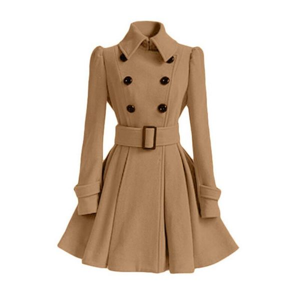 

7color Hot style 2018 new European American winter double-breasted thickened women's medium-long woolen coat woollen overcoat women S-XL