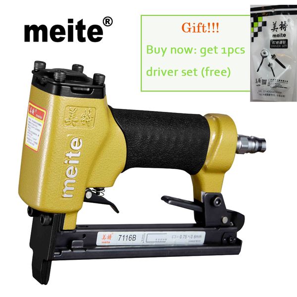 

meite 7116b 3/8"(9.0mm) crown 22 ga pneumatic stapler for cabinet air powerful nail gun staple air gun jun.14 update tool