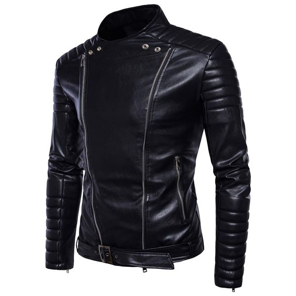 

2018 [code] european foreign trade export locomotive leather coat fashion carrie motorcycle leather jacket men's coat b012, Black