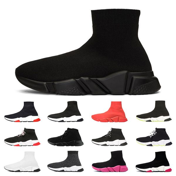 

socks designer shoes platform speed trainer with lace bule black white pink flat mens womens sports casual sneakers size 36-45 ing