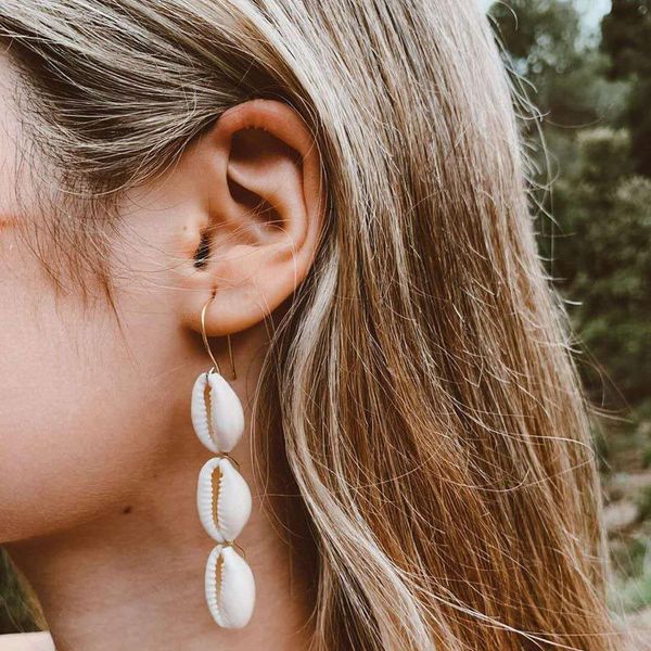 

fashion brincos sea shell conch earrings 2019 for women gold color pendant dangle earring femal bohemian beach summer jewelry, Silver