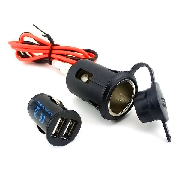 

12/24v dc car ette lighter socket plug connector adapter with dual usb car charger accessory power lighter socket