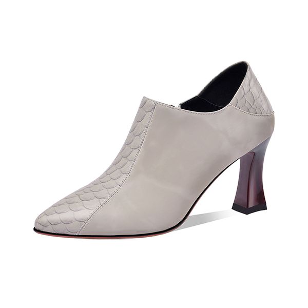 

female spring basic high heels patchwork genuine leather women pumps dancing party office shoes woman black gray