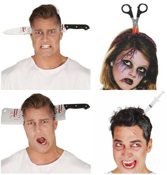 

2019 halloween decoration props accessories horror halloween headband knife fake blood perform props halloween party supplies, Silver