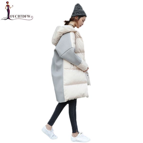 

winter women jacket 2018 new cotton overcoat mid long fashion thickening warm jacket bat sleeves hooded cotton outerwear dd491, Black