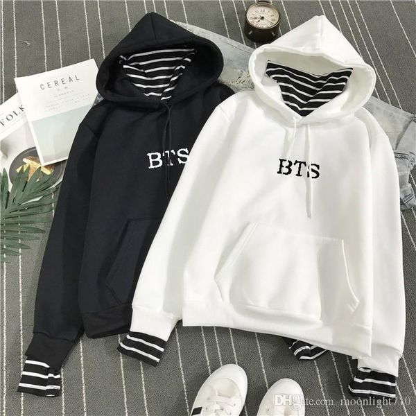 

new bts hoodie bangtan boys hoodies sweatshirt pullovers kpop fans clothes oversized solid cotton harajuku kawaii, Black