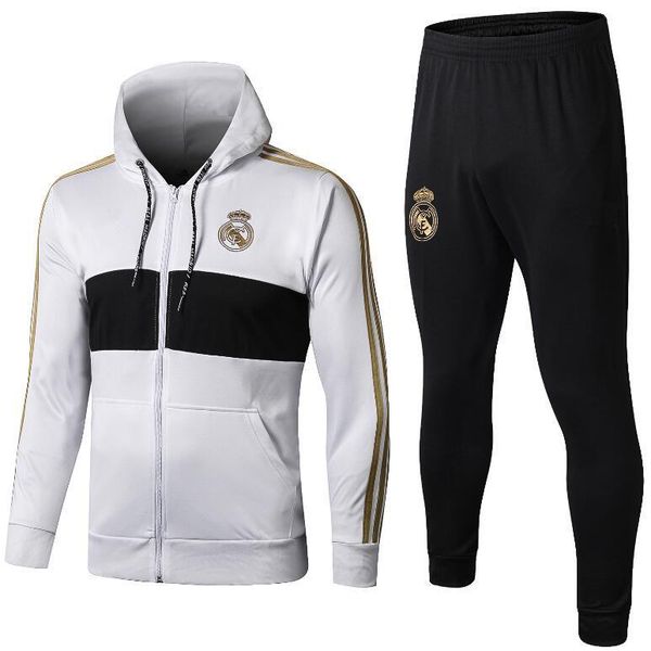 

2019 2020 real madrid soccer jacket survetement tracksuit 19 20 hazard modric maillots de foot training suit sportswear uniform chandal, Black