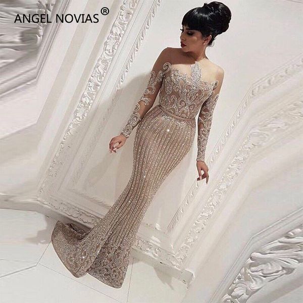 

long sleeve mermaid arabic dubai woman evening dress 2018 formal elegant prom dress party gown abendkleider lang luxus, White;black