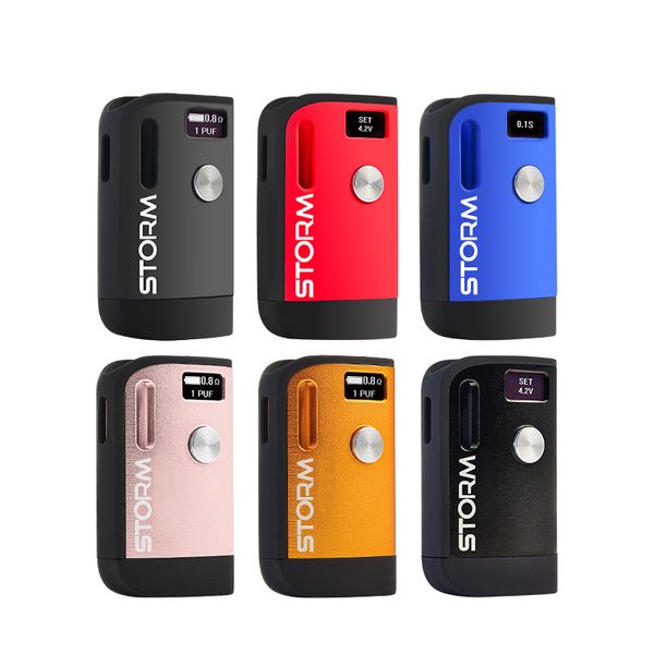 

Vapor Storm S1 Mod Built-in 800mAh 3 Levels Adjustable Voltage 510 thread battery fit vape cartridges e cigarettes 6 Colors DHL