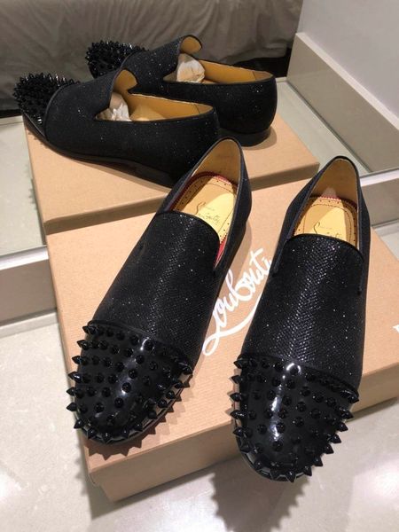 

platform men's shoes wild vintage luxury rhinestone catwalk shoes rivet men's shoe nightclub rivet lazy shoe loafers 23, Black