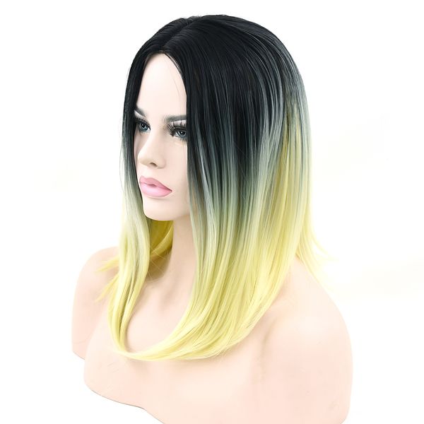Acheter Cheveux Synthétiques Courts Cheveux Blonds Ombre Gris Foncé Perruque De Fête Pour Les Femmes Bob Cheveux Raides Cosplay Perruques Perruques