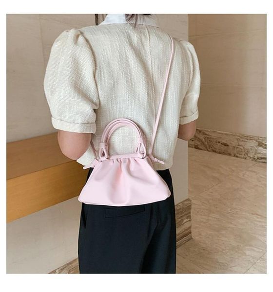

2020 new women's shoulder bag fashion solid color diagonal bag fold korean casual mobile phone