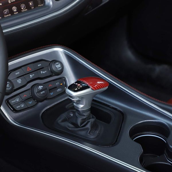 Abs botão de mudança de engrenagem capa guarnição acessórios fibra carbono vermelho para dodge challenger 2015 up interior do carro accessories275o