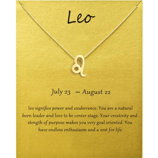 

12 constellation leo pendant necklace vintage minimalist jewelry for women zodiac sign necklace for sister wedding gift, Silver