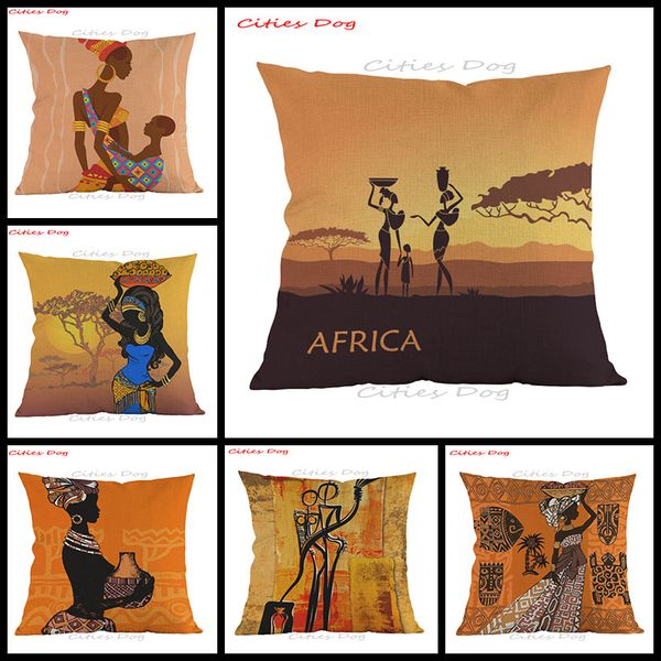 

оранжевый абстрактная живопись africa life коллекция африканская женщина home decor наволочка галерея экзотический ресторан чехол на подушку