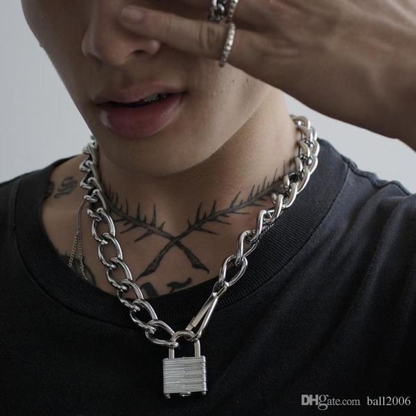 

2019 lukevicious lock necklace punk street hip-hop pendant metal lock head necklace core pendant