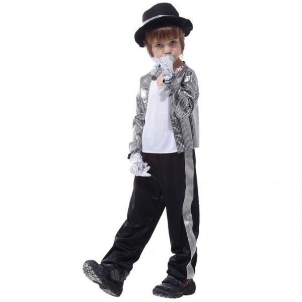 

prettyia fashionable boys kids michael jackson costumes performance carnival for halloween cosplay party fancy dress, Black;red