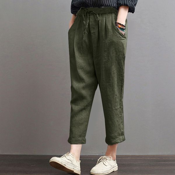 

women pants women trousers plus drawstring 5xl size cotton pants for women elastic lace up pockets casual size lady summer autumn pants, Black;white