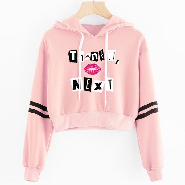 

2019 ariana grande album hoodies korean crop sweatshirt female harajuku pink cropped hoodie women kawaii clothes hip hop, Black