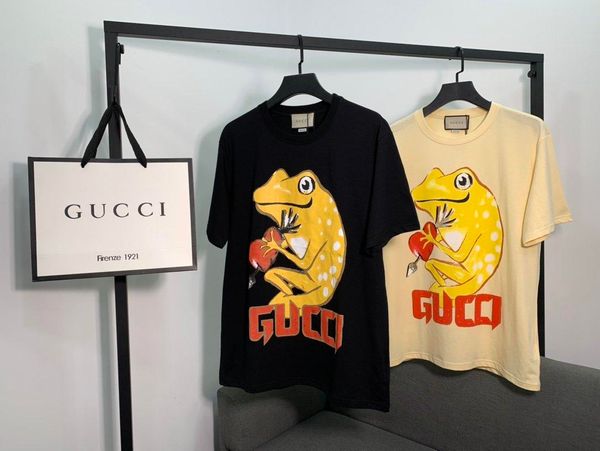 

2020 итальянская весна и лето последняя мода зеленый медведь печати повседневная высококачественная хлопчатобумажная футболка мужчины и женщ, White;black