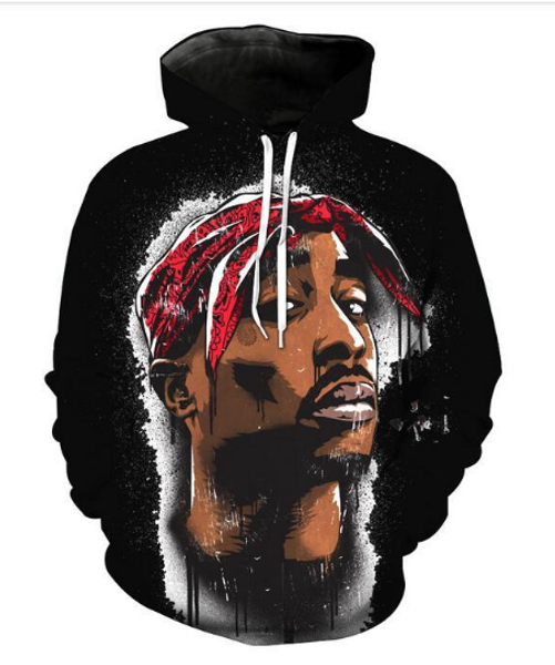 

new fashion couples men women hd tupac 2pac funny 3d print hoodies sweatshirt jacket pullover rw021, Black