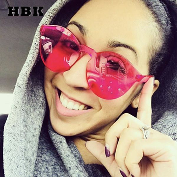 

hbk rimless oval solid sunglasses fashion oculos 10 colors optional 2019 classic luxury women brand designer sun glasses, White;black