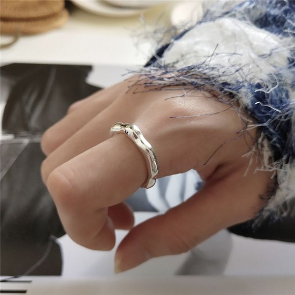 

sterling silver 925 jewelry white gold color 925 sterling silver irregular open rings for women geometric statement ring
