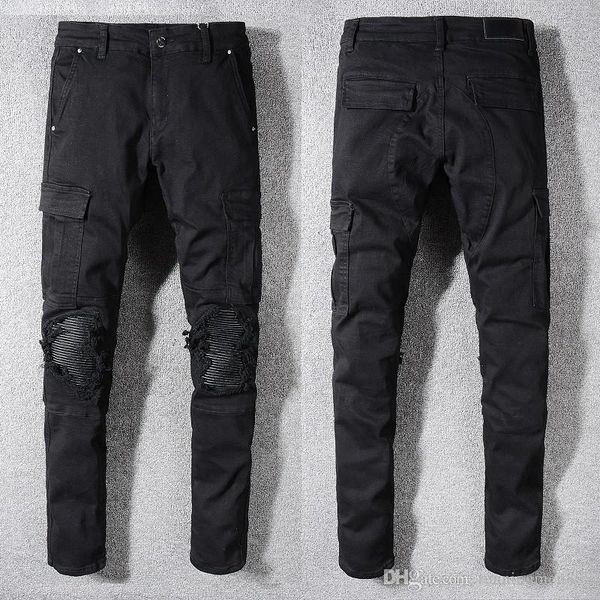 

20" solid классический стиль прямой джинсовой конструктор мужская motorcyclebiker джинсы мытый дизайн casua lslim лето тощий рваные верхнее, Blue