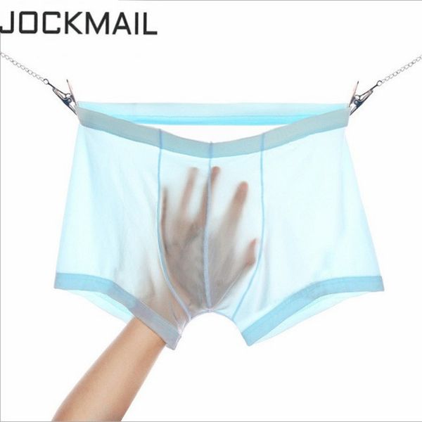 

JOCKMAIL hot men's underwear sexy ultra-thin ice silk boxer briefs Solid color large size low-rise seamless soft Daily leisure sports boxer